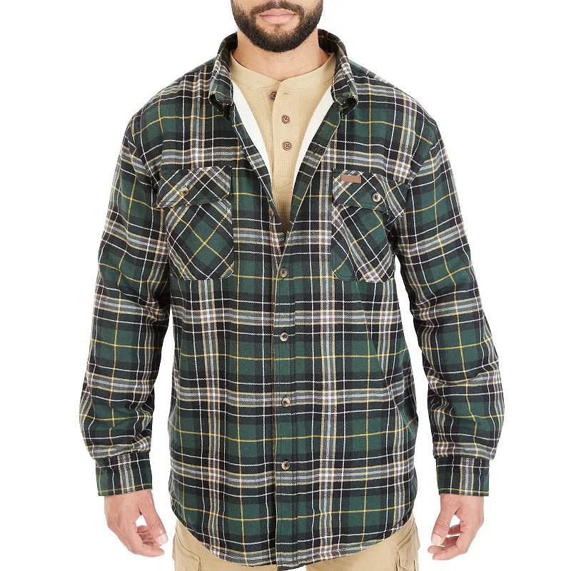 Big & Tall Smiths Workwear Sherpa-Lined Flannel Shirt Jacket, Mens Black Product Image