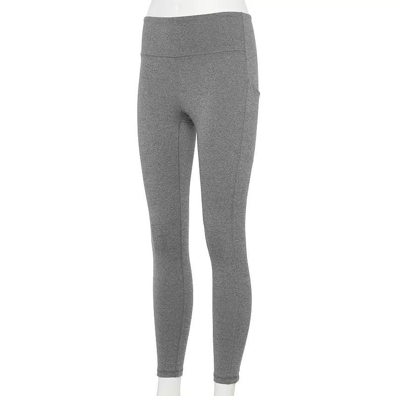 Petite Tek Gear Ultrastretch High-Waisted 7/8 Leggings with Side Pockets, Womens Grey Product Image