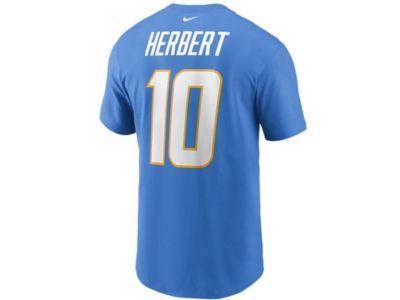 Nike Los Angeles Chargers Mens Pride Name and Number Wordmark 3.0 Player T-shirt Justin Herbert Product Image