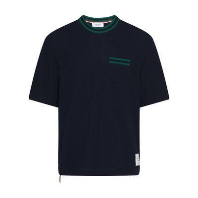 Short Sleeved T-shirt In Cotton In Navy Product Image