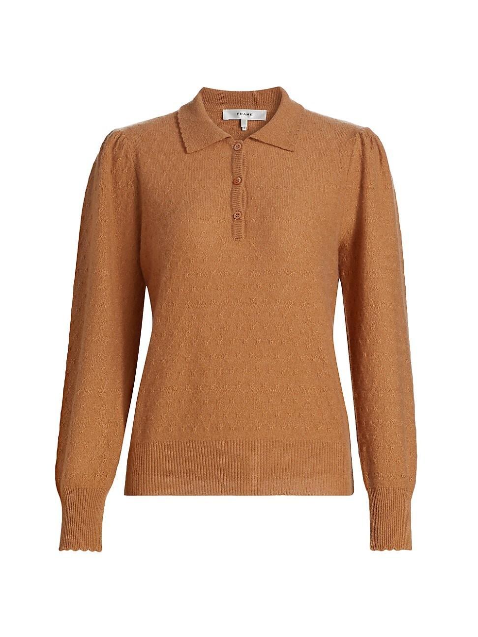 Womens Scallop Polo Sweater Product Image