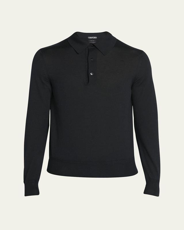 Mens Cashmere-Silk Polo Sweater Product Image