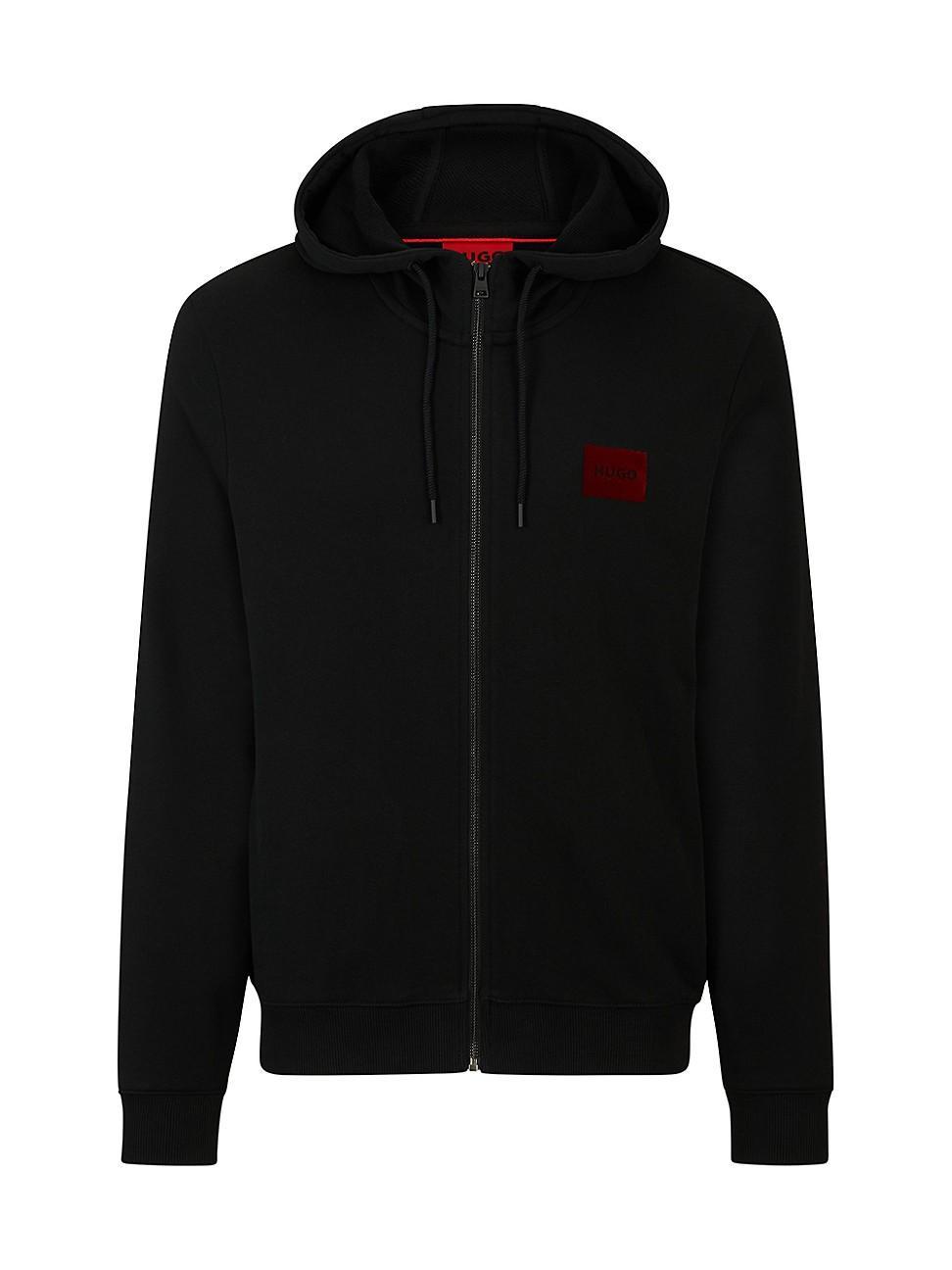 Mens Cotton-Terry Zip-Up Hoodie With Flock-Print Logo Product Image