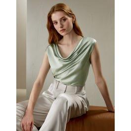 Silk Charmeuse Cowl Neck Top Product Image