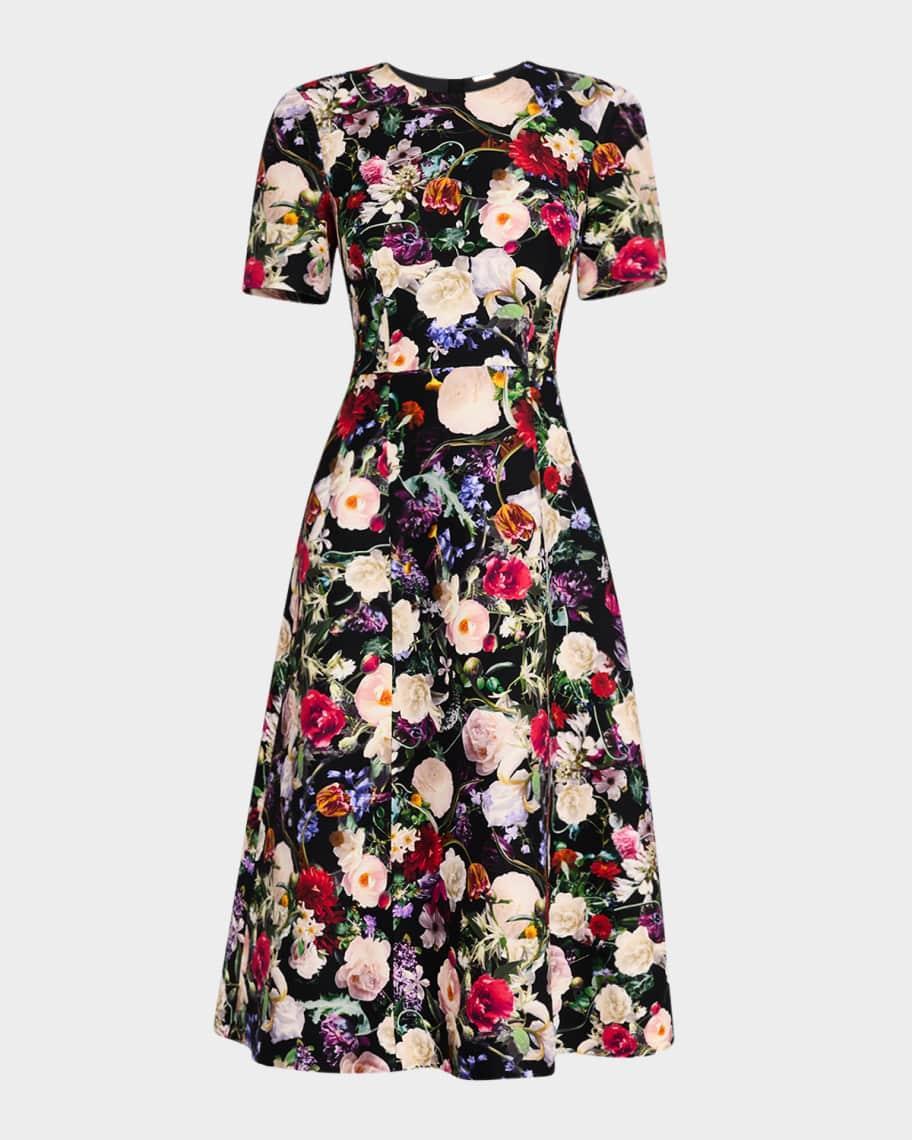 Eloise Floral-Print Silk-Wool Midi Dress Product Image