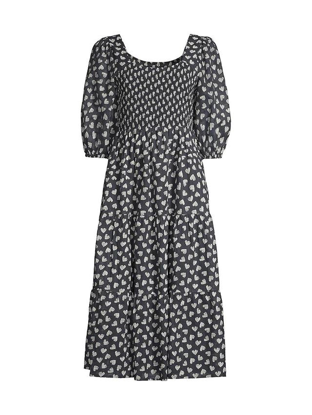 Womens Couple Of Hearts Cotton-Blend Midi-Dress Product Image