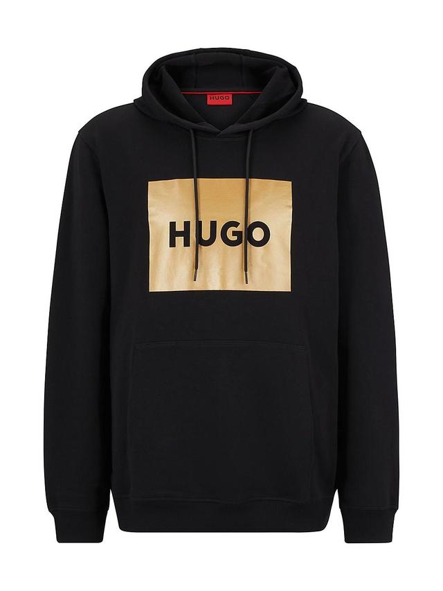 Mens Cotton-terry hoodie with foil-print logo Product Image