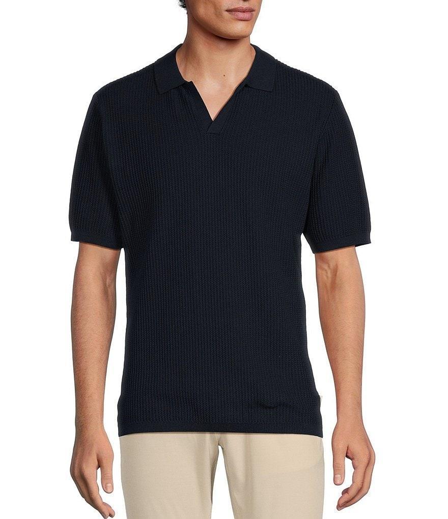 Rowm Crafted Short Sleeve Textured Solid Sweater Knit Johnny Shirt Product Image