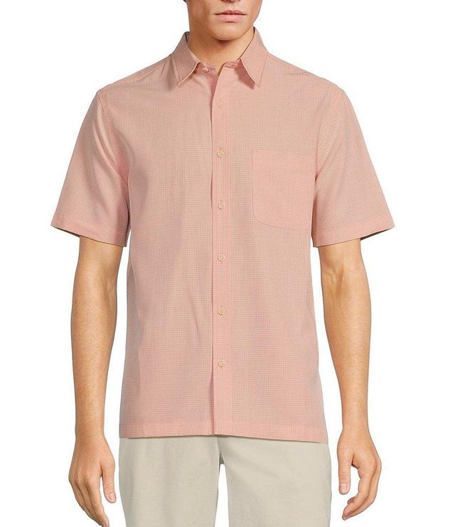 Roundtree & Yorke Short Sleeve Small Checked Polynosic Sport Shirt Product Image