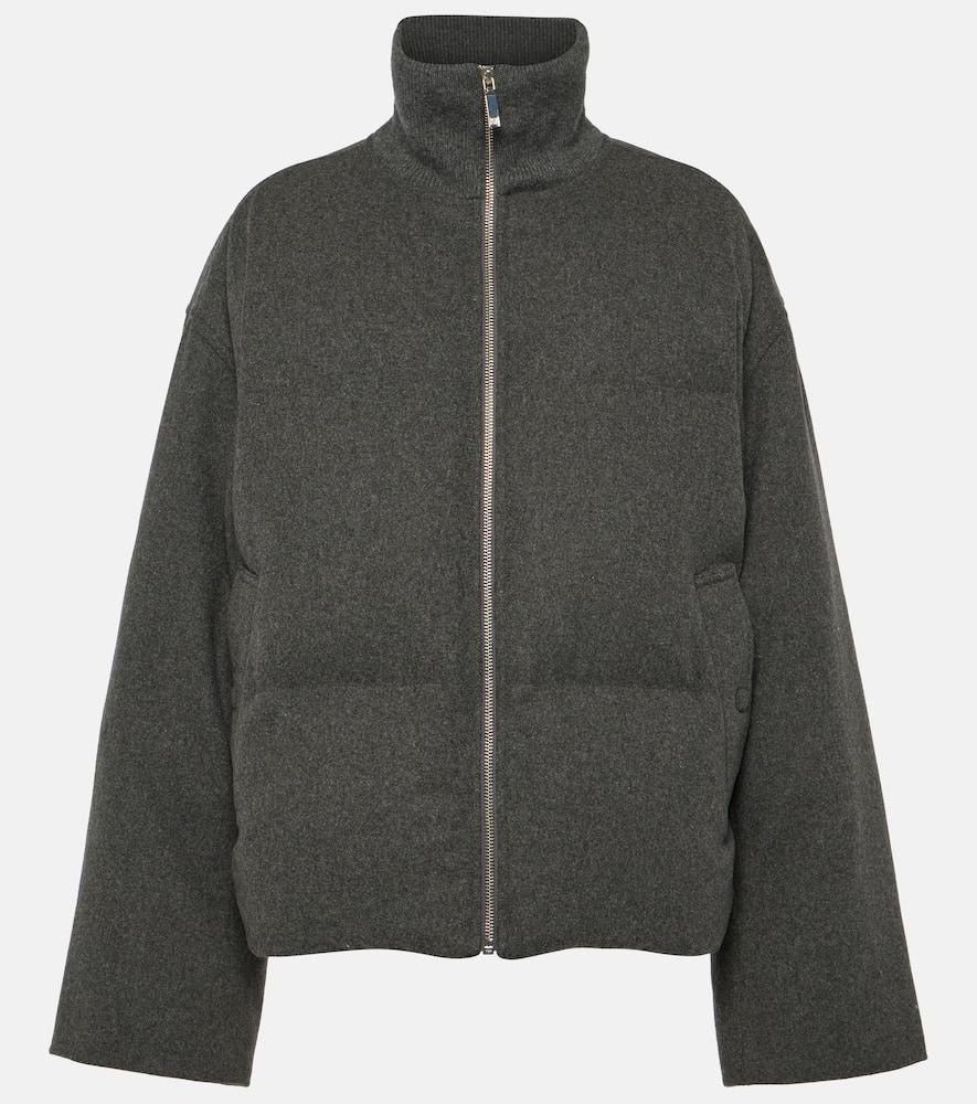 TOTÊME Wool-blend Flannel Puffer Jacket In Grey Product Image