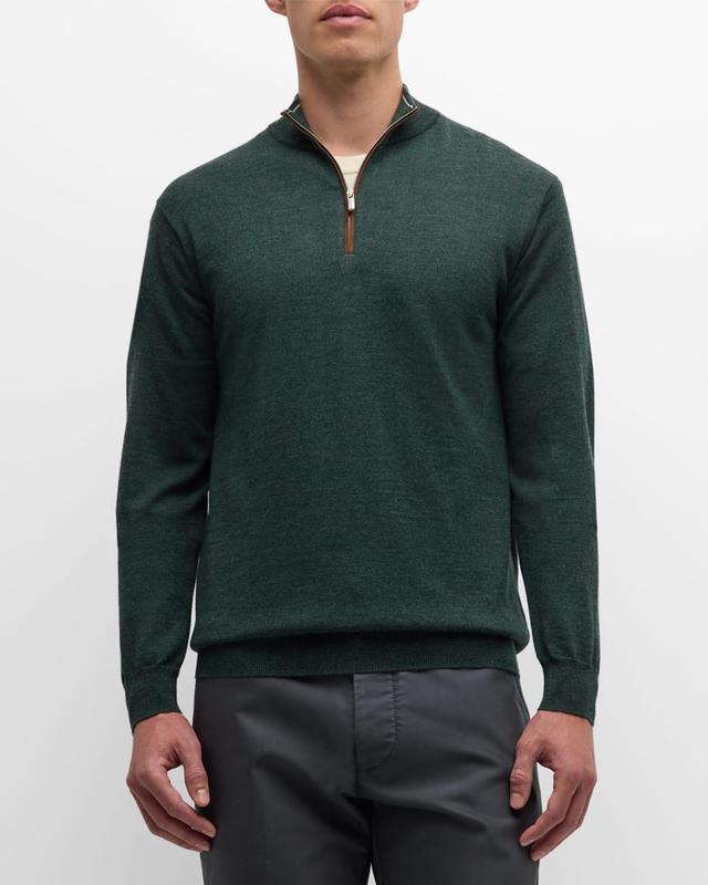 Mens Autumn Crest Suede-Trim Quarter-Zip Sweater Product Image