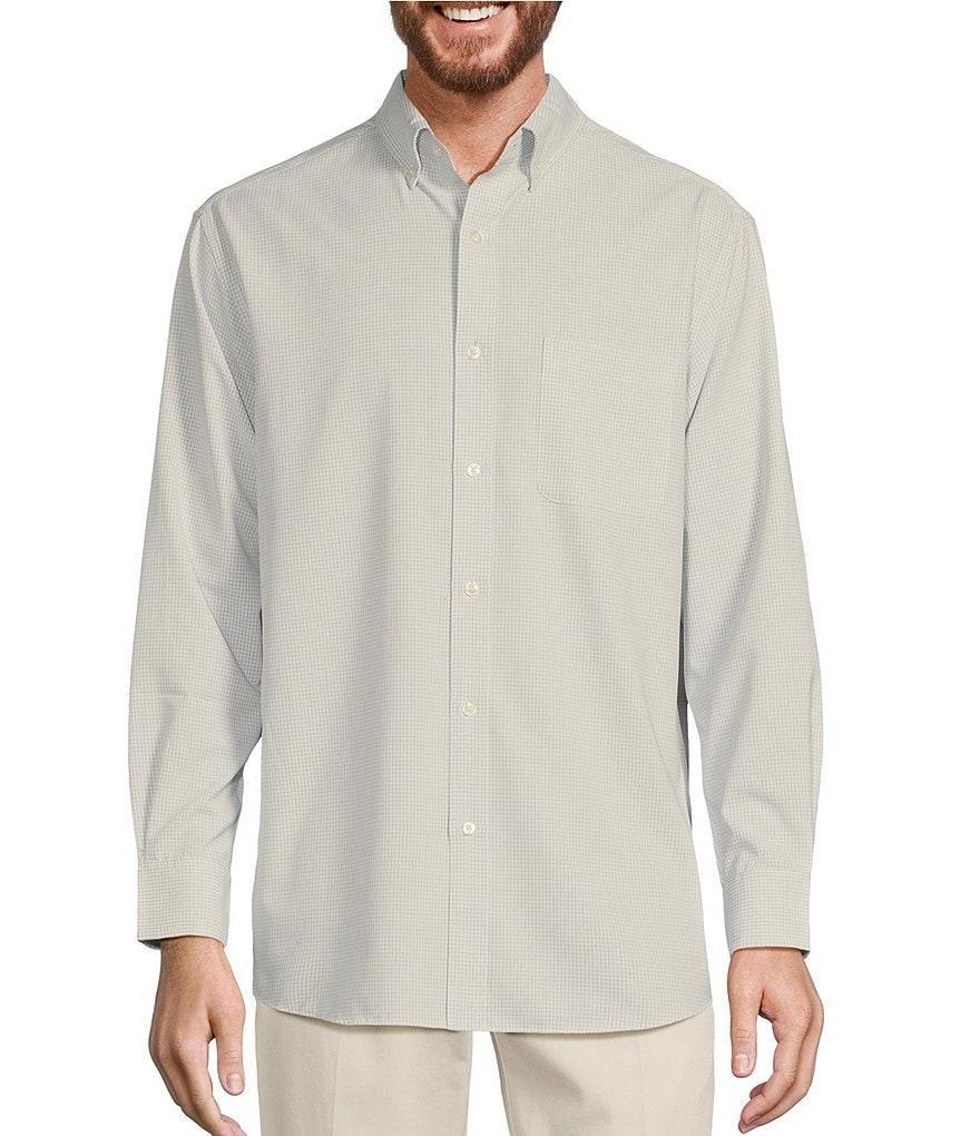 Roundtree & Yorke Performance The Traveler Long Sleeve Small Check Chambray Sport Shirt Product Image