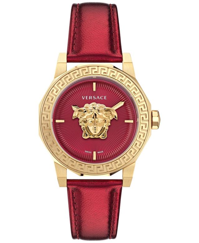 Versace Womens Swiss Medusa Deco Red Leather Strap Watch 38mm Product Image