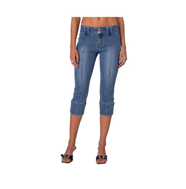 Edikted Womens Jesse Low Rise Washed Capri Jeans Product Image