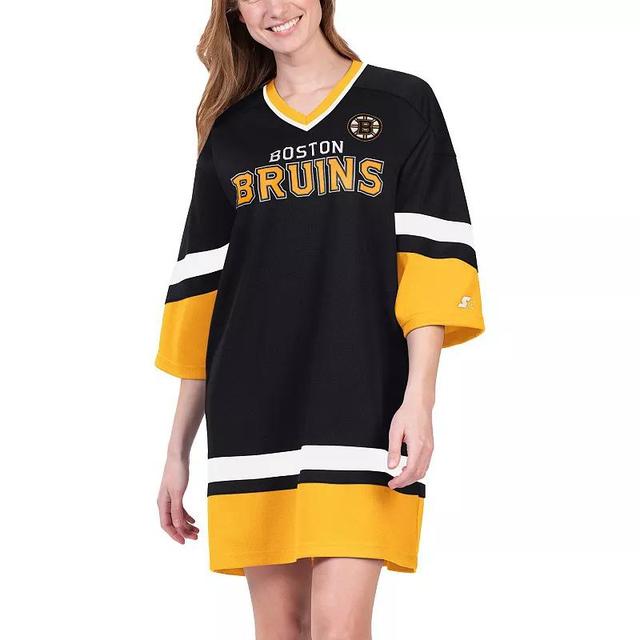 Womens Starter Boston Bruins Hurry-Up Offense Boxy V-Neck Half-Sleeve Sneaker Dress Product Image