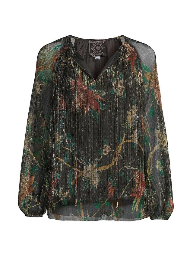 Evelina Metallic Floral-Print Chiffon Blouse Product Image