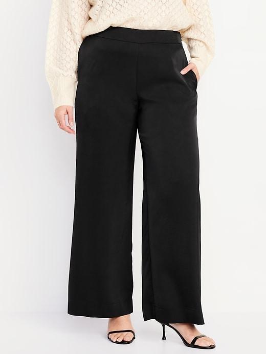 High-Waisted Satin Super Wide-Leg Pants Product Image