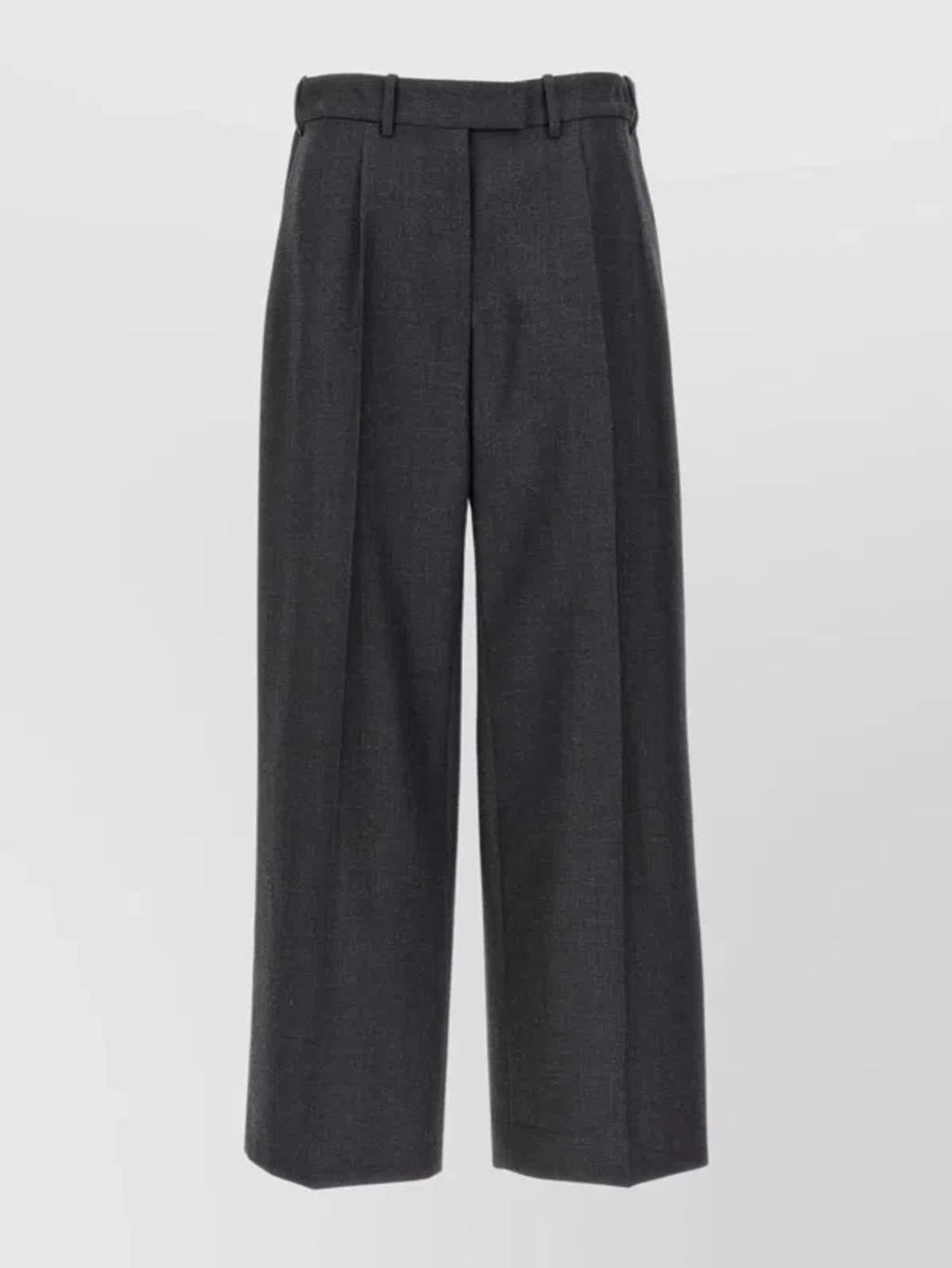 Roan Pleated Wool Wide-leg Pants In Grey product image