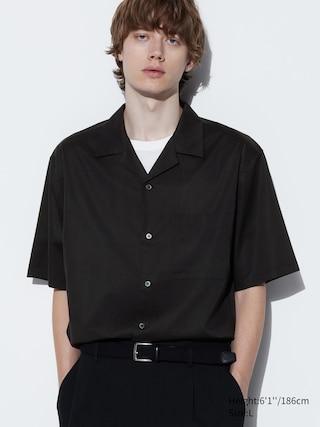 Open Collar Short-Sleeve Shirt Black Small UNIQLO US Product Image