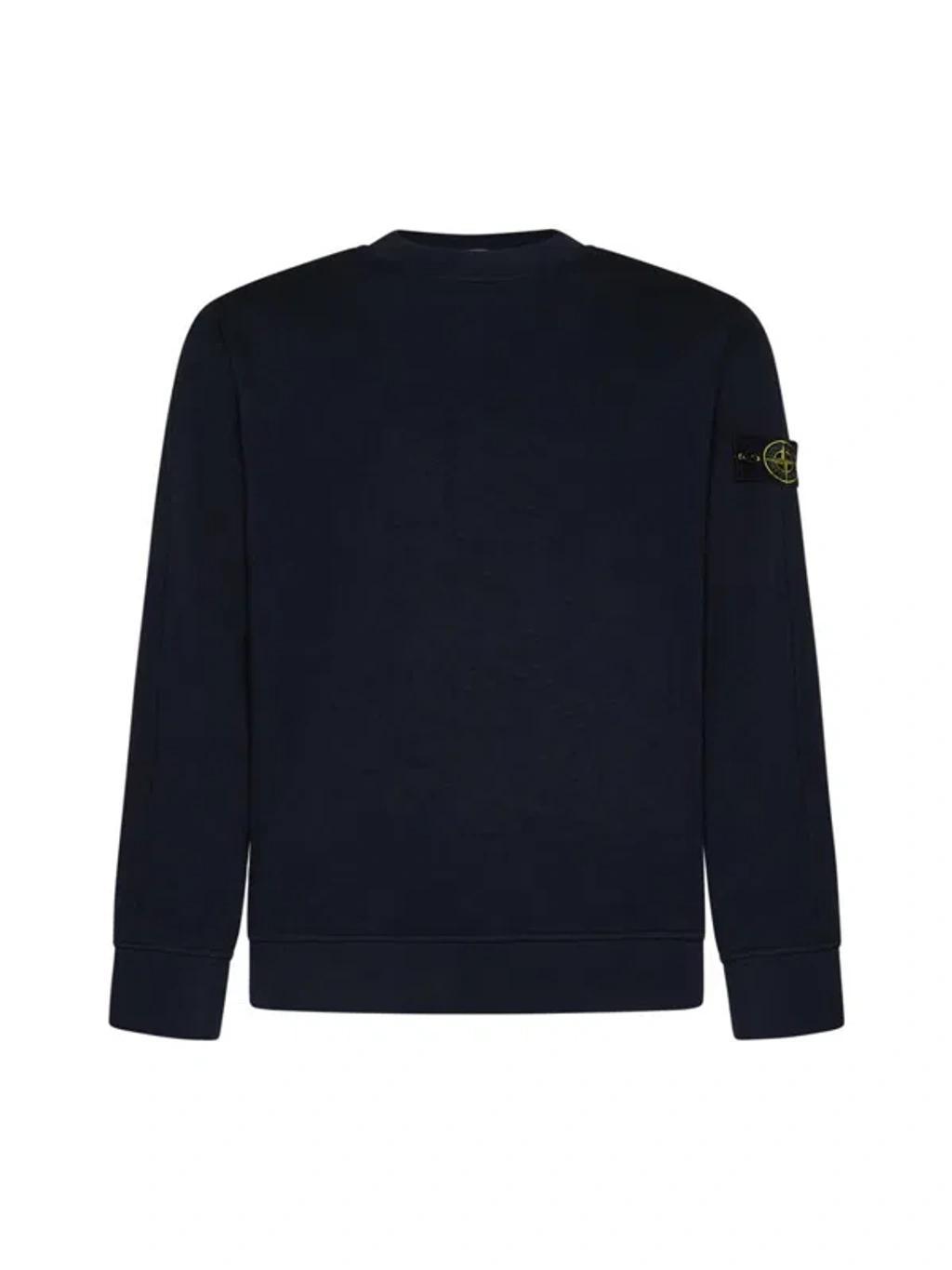 STONE ISLAND Cotton Sweatshirt In Navy Blue Product Image