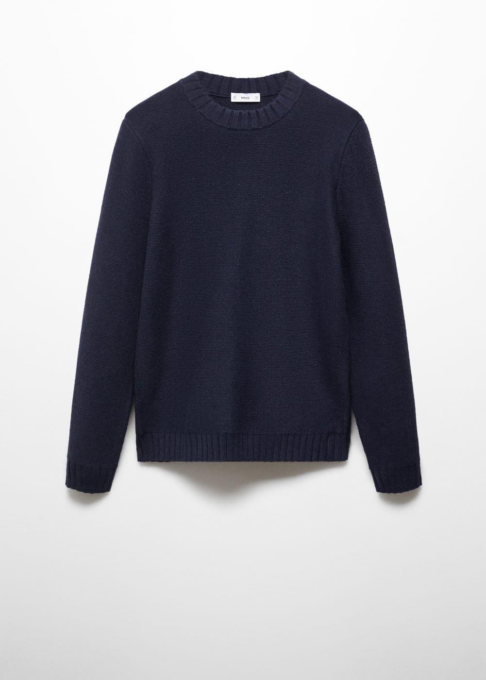 MANGO MAN - Knitted sweater with ribbed details dark navyMen Product Image