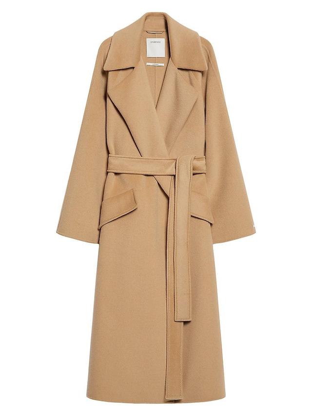 Womens Wool-Cashmere Belted Long Coat Product Image