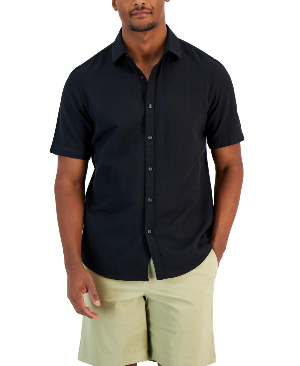 Alfani Mens Short-Sleeve Solid Textured Shirt, Created for Macys Product Image