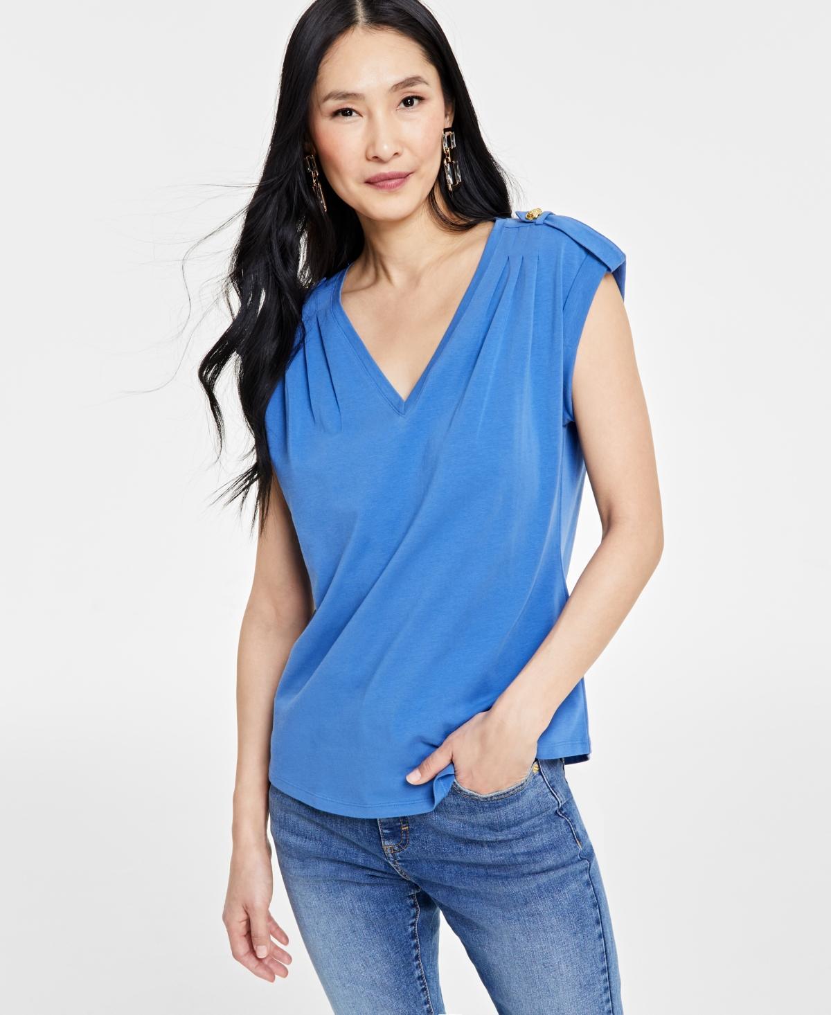 I.n.c. International Concepts Womens Cap-Sleeve V-Neck Top, Created for Macys Product Image