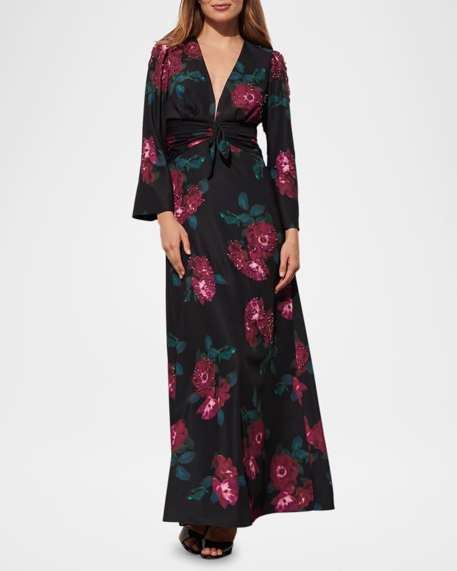 Harley Floral Crystal Long-Sleeve Maxi Dress Product Image