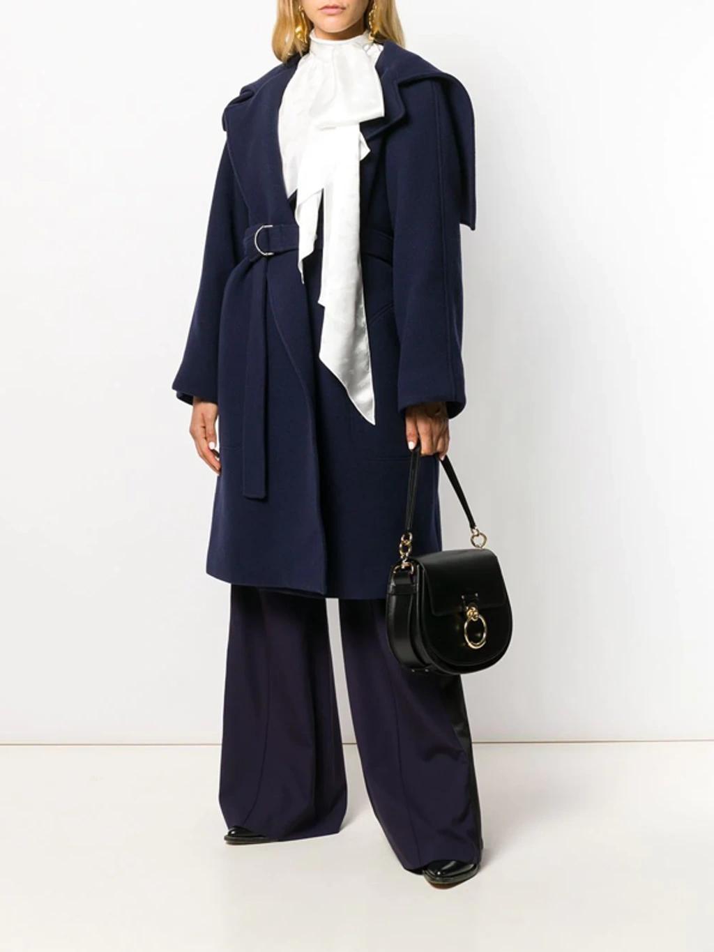 Iconic Exaggerated Collar Wool Blend Coat In Blue Product Image