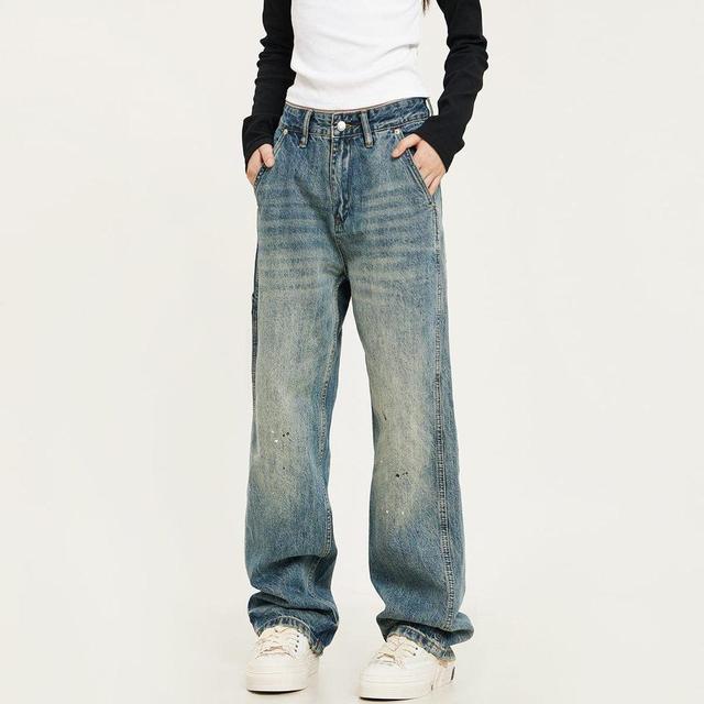 RTK (W) No. 1535 BLUE INDUSTRIAL DENIM WIDE STRAIGHT DENIM JEANS Product Image