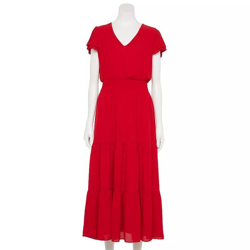 Womens Nanette Lepore Tiered Skirt Flutter Sleeve Dress Product Image