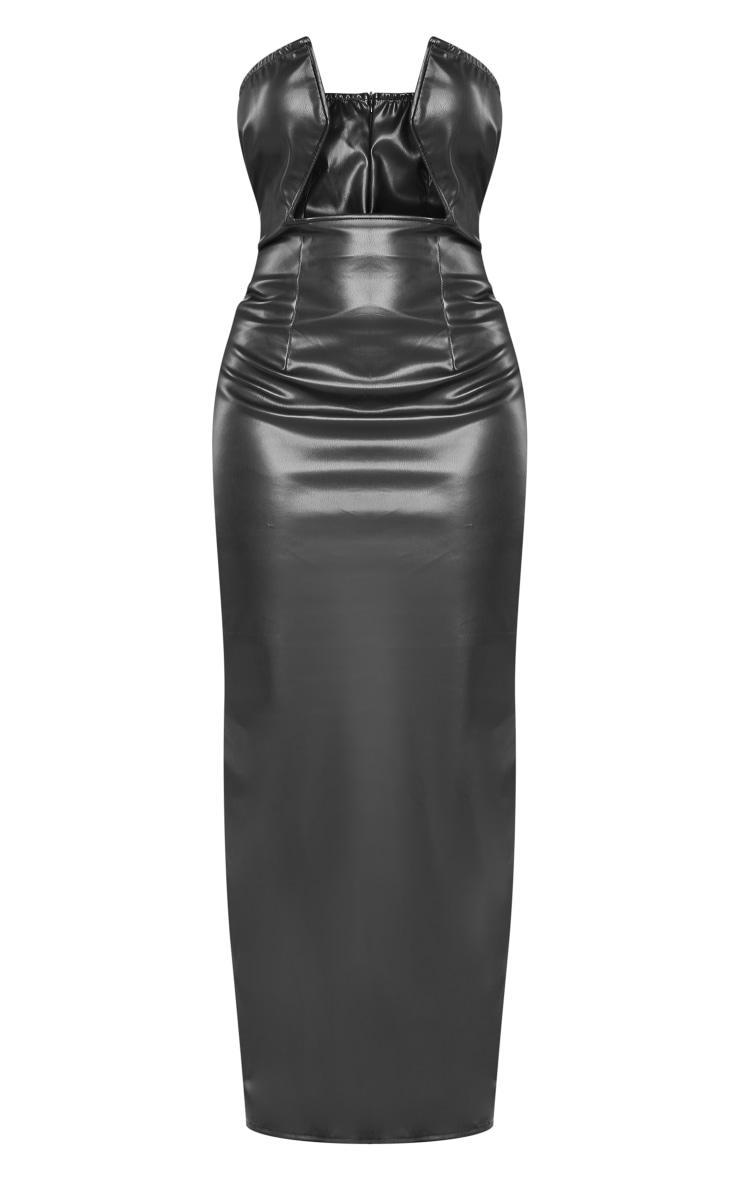 Shape Black Faux Leather Cut Out Front Maxi Dress Product Image