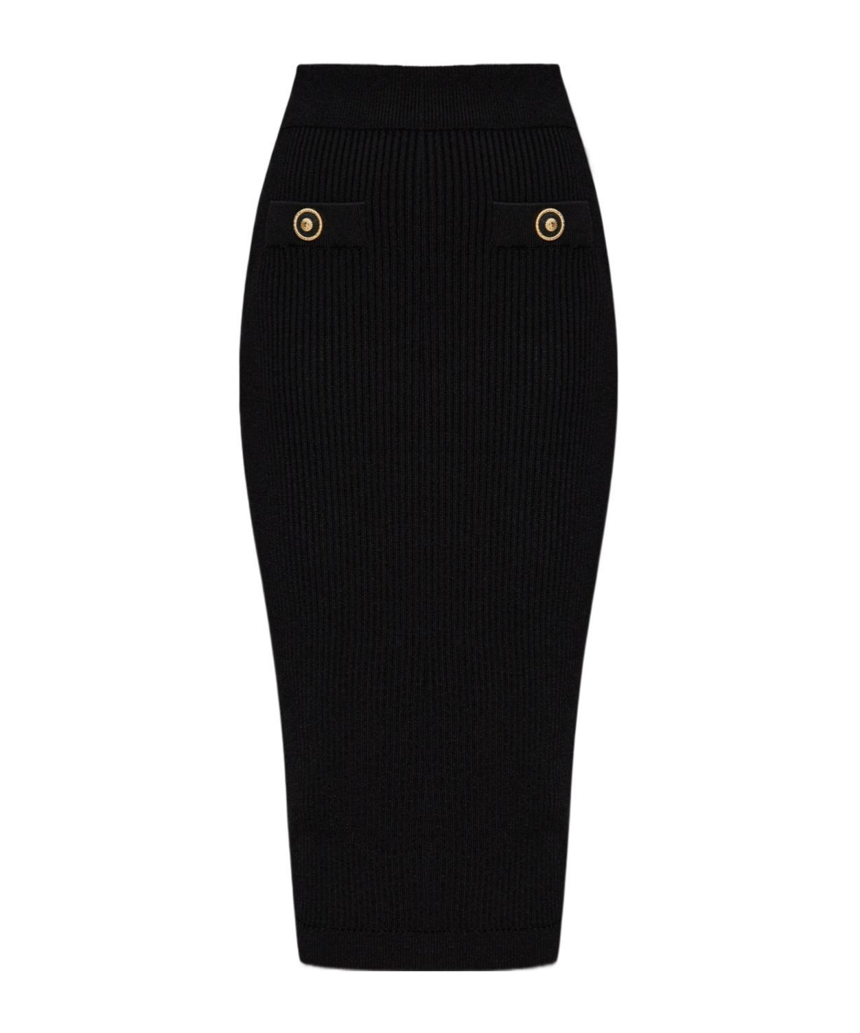 BALMAIN Ribbed Midi Skirt In Black Product Image