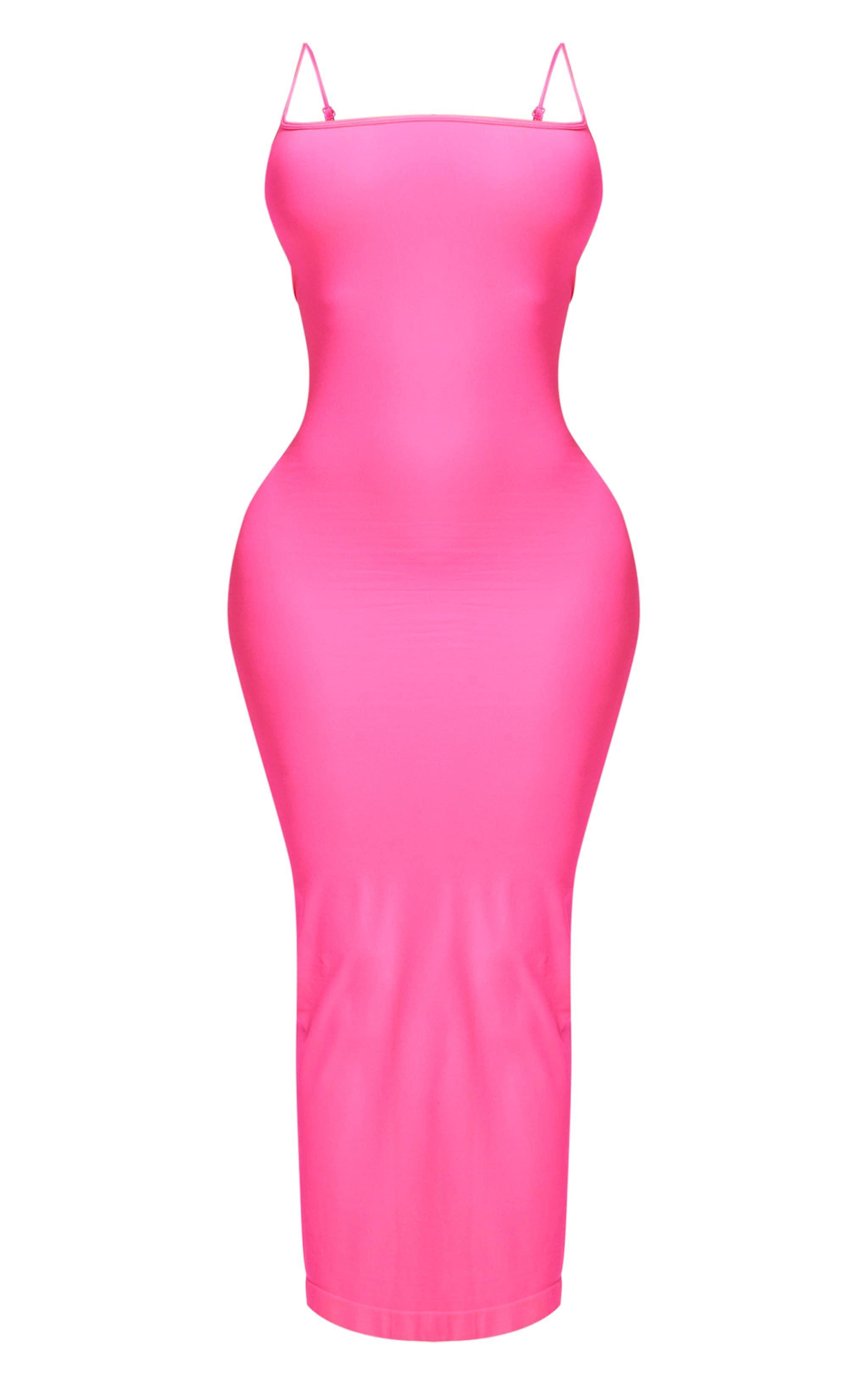 Shape Hot Pink Stretch Seamless Strappy Maxi Dress Product Image