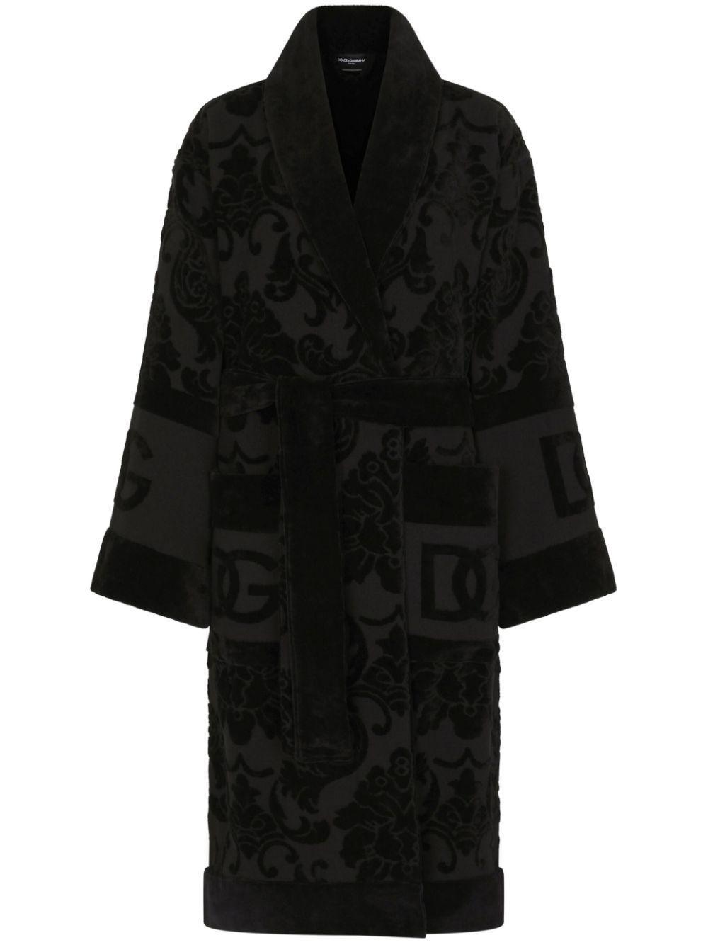 Jacquard Bathrobe In Black Product Image