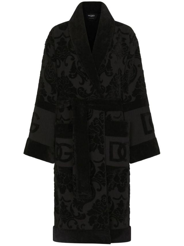 Jacquard Bathrobe In Black Product Image