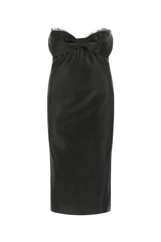 SAINT LAURENT Woman Black Satin Dress Product Image