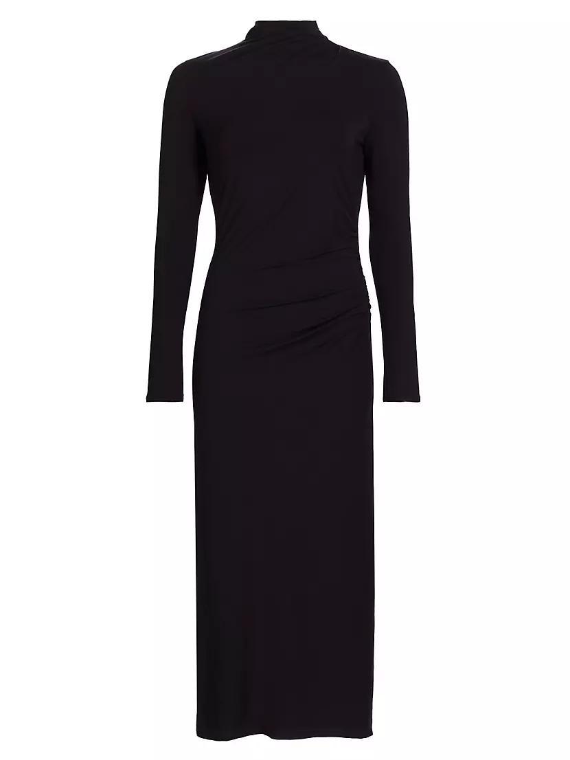 Gathered Long-Sleeve Midi-Dress Product Image