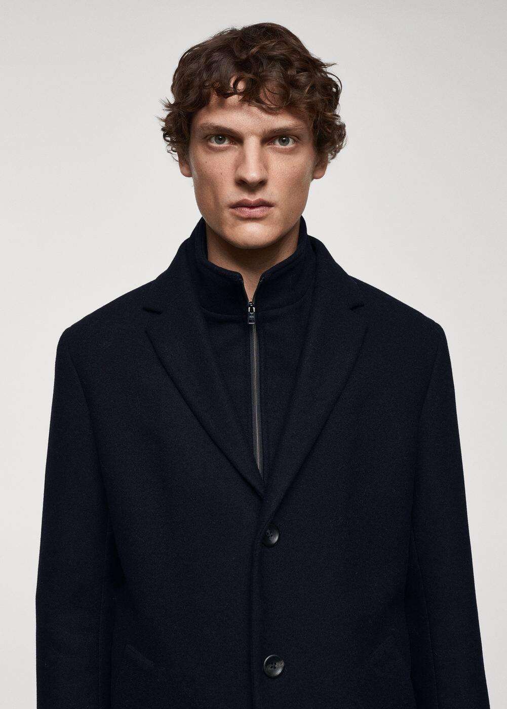 MANGO MAN - Wool coat with detachable collar dark navyMen Product Image