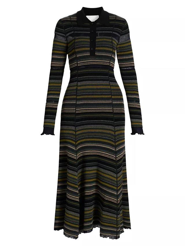 Striped Reversible Rib-Knit Midi-Dress Product Image