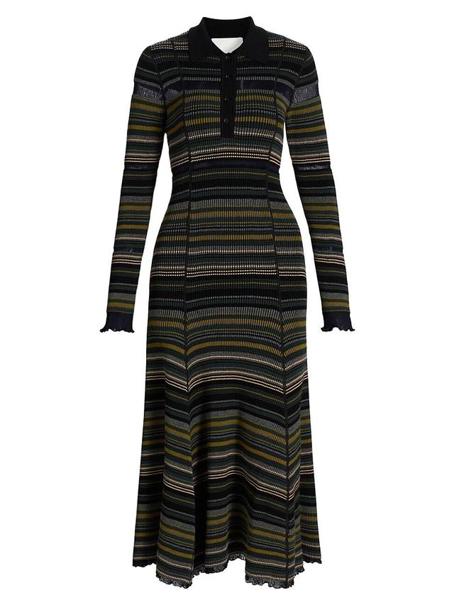 Womens Striped Reversible Rib-Knit Midi-Dress Product Image