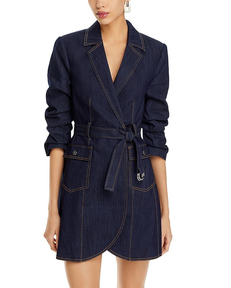 Jenessa Belted Denim Mini Wrap Shirtdress Product Image