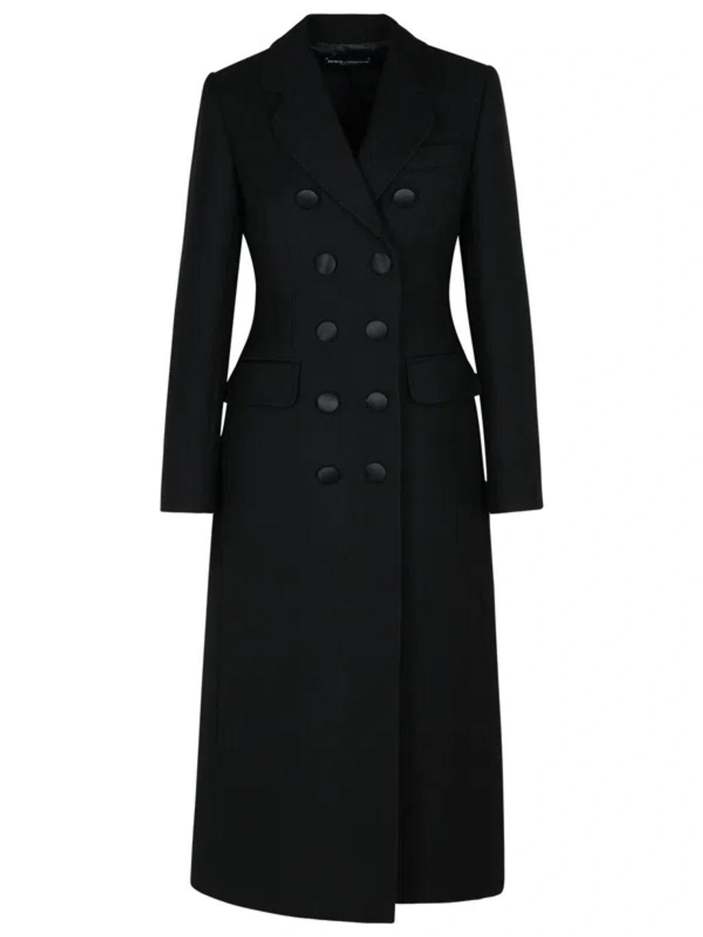 Double-breasted Long Coat In Black product image