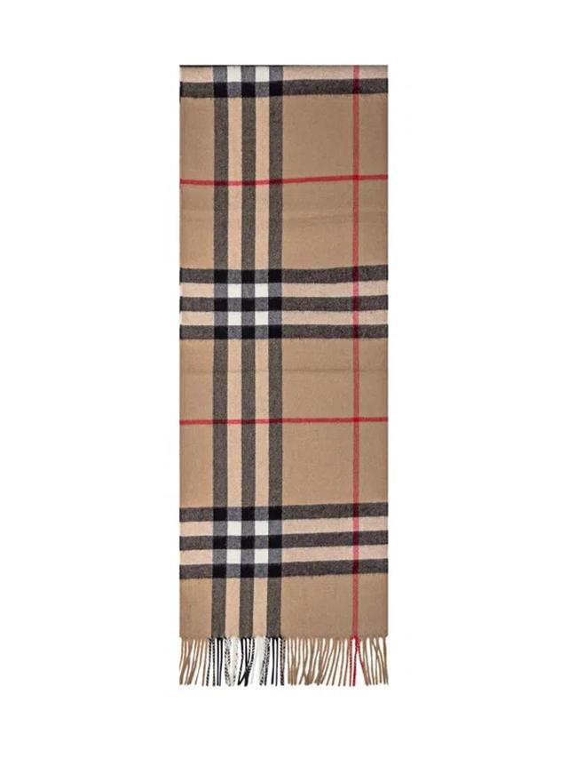 BURBERRY Beige Cashmere Check Scarf In A7026 Product Image