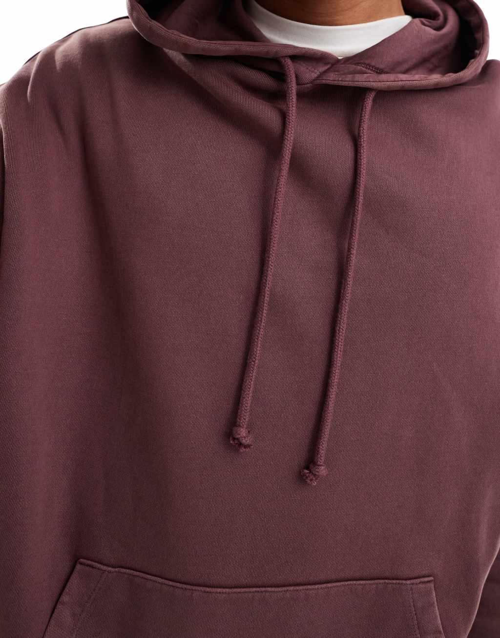 ASOS DESIGN essential oversized hoodie in acid wash burgundy Product Image