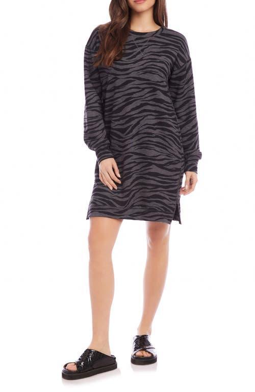 Karen Kane Zebra Zip Hem Long Sleeve Sweatshirt Minidress Product Image