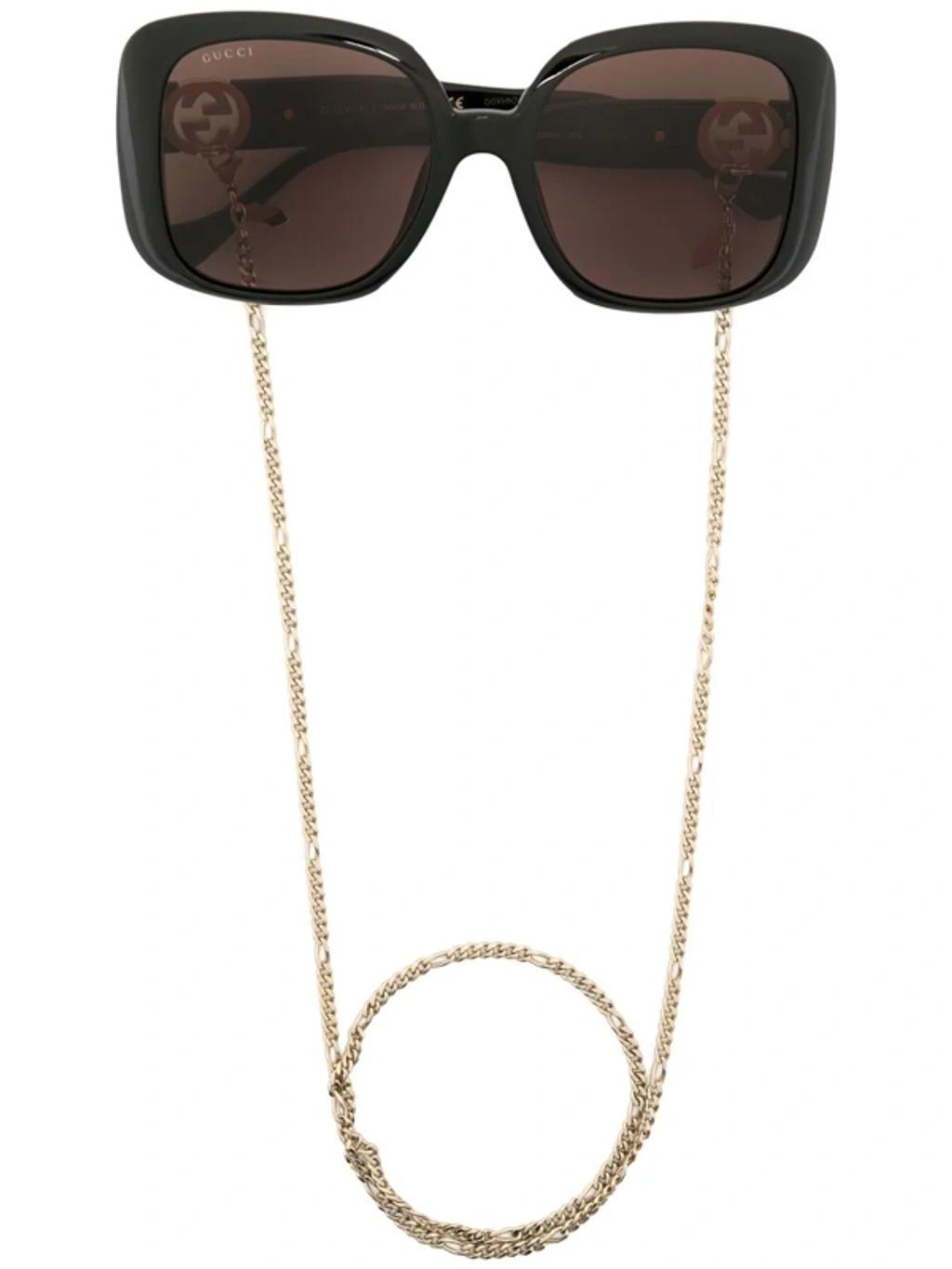 Square-frame Chain Sunglasses In Black Product Image