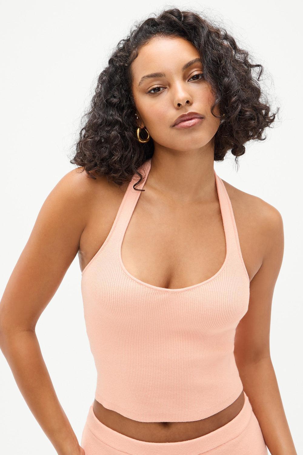 Marialla Cloud Knit Halter Top - Sweet Tea Product Image