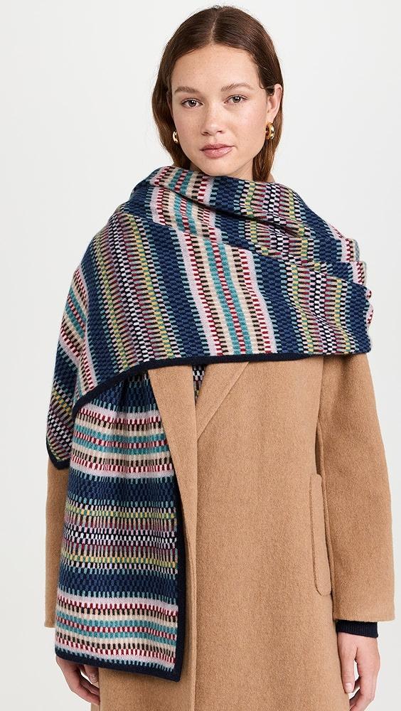 White + Warren Cashmere Striped Multi Check Scarf | Shopbop Product Image